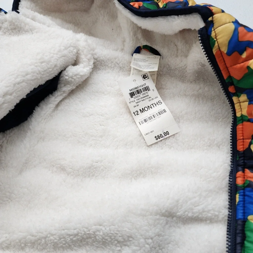 Baby First Impressions Multicolor  Nautical Hooded Jacket 12 M Midweight NWT
